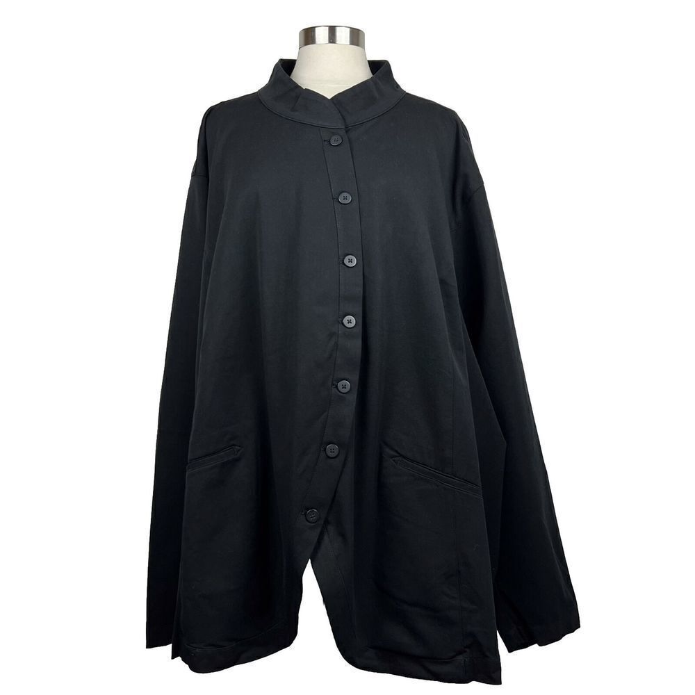 Universal Standard Willa Jacket 4XL Womens New Black Curved Twill Button Front